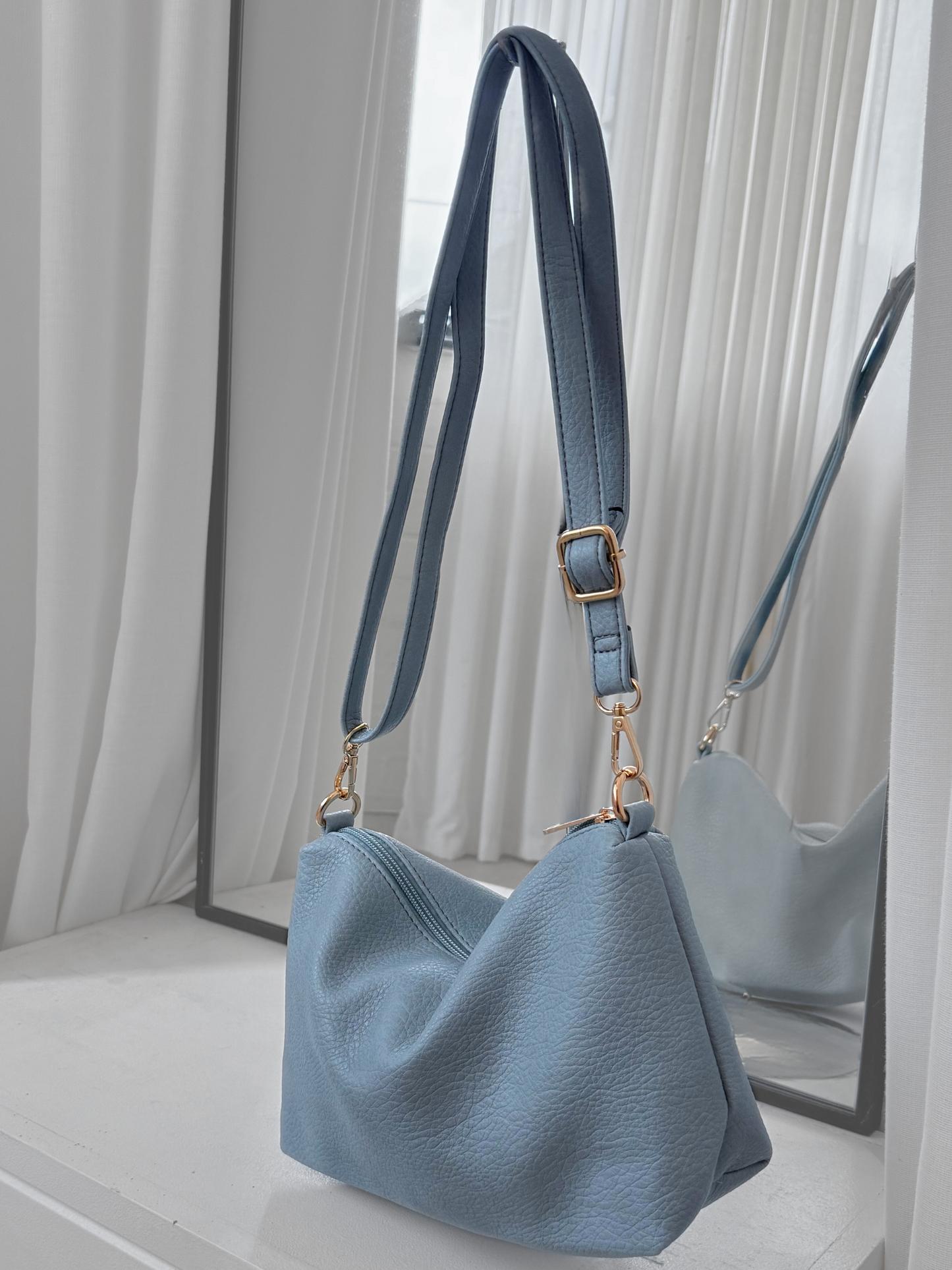 Soft Faux Leather Tote 2-in-1 Bag - Duck Egg Blue
