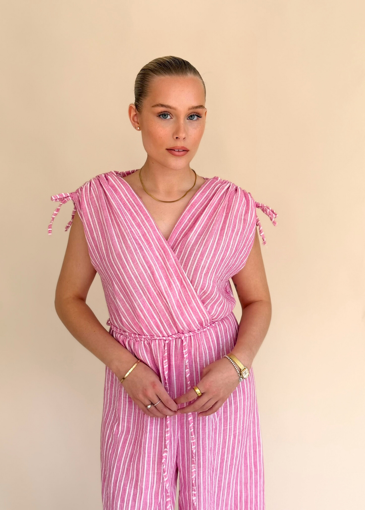 Stripe Jumpsuit - Pink