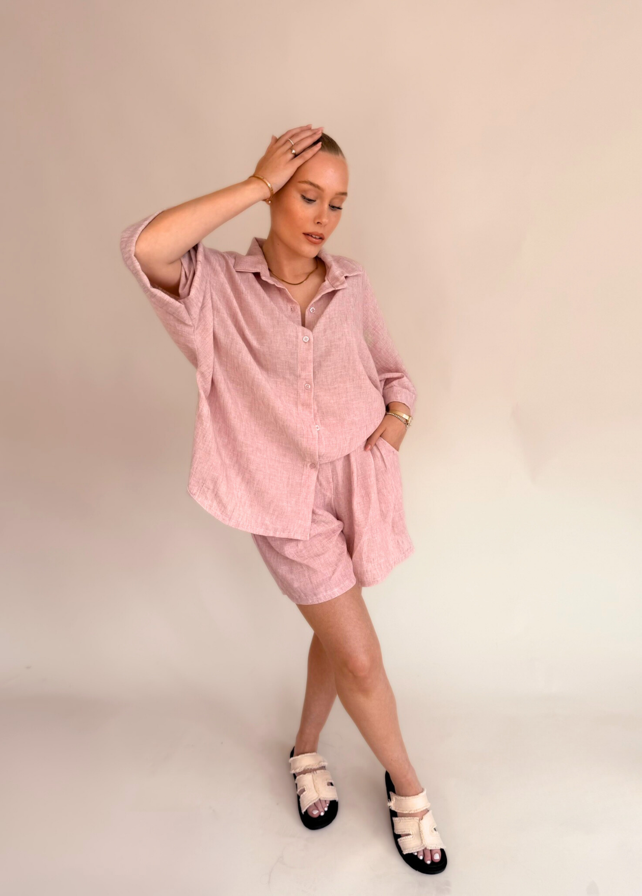 Linen Style Shirt - Blush Pink