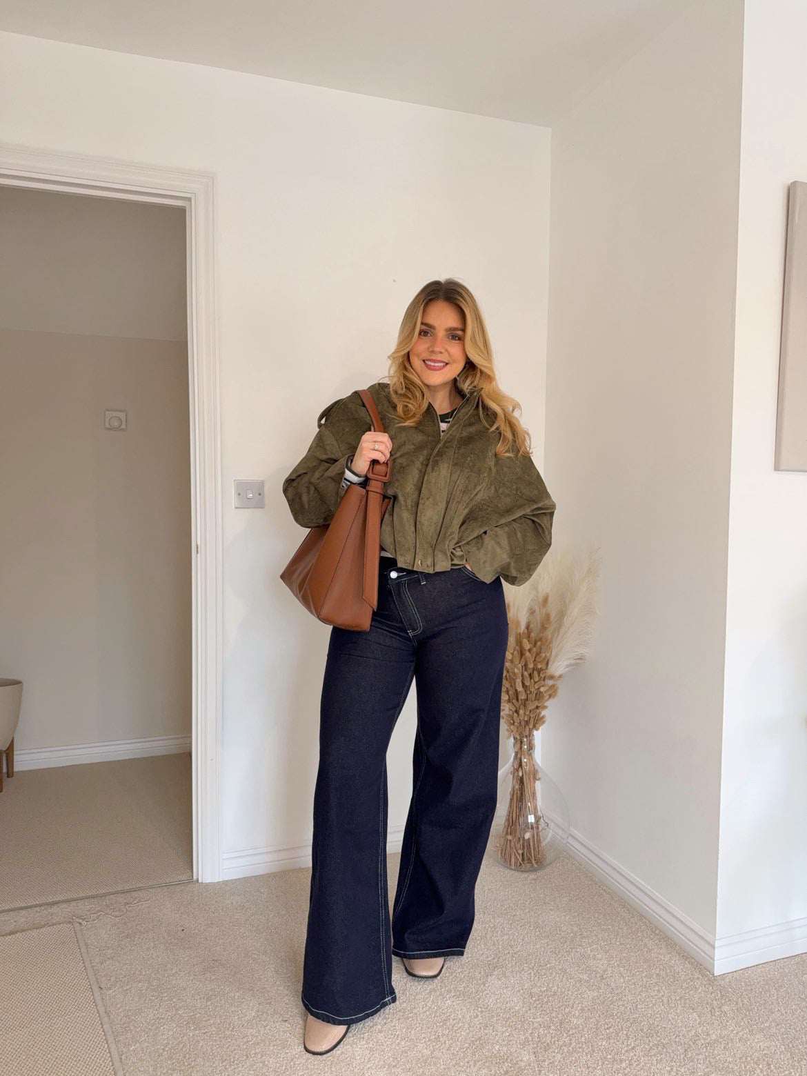 Suede Style Bomber Jacket - Khaki