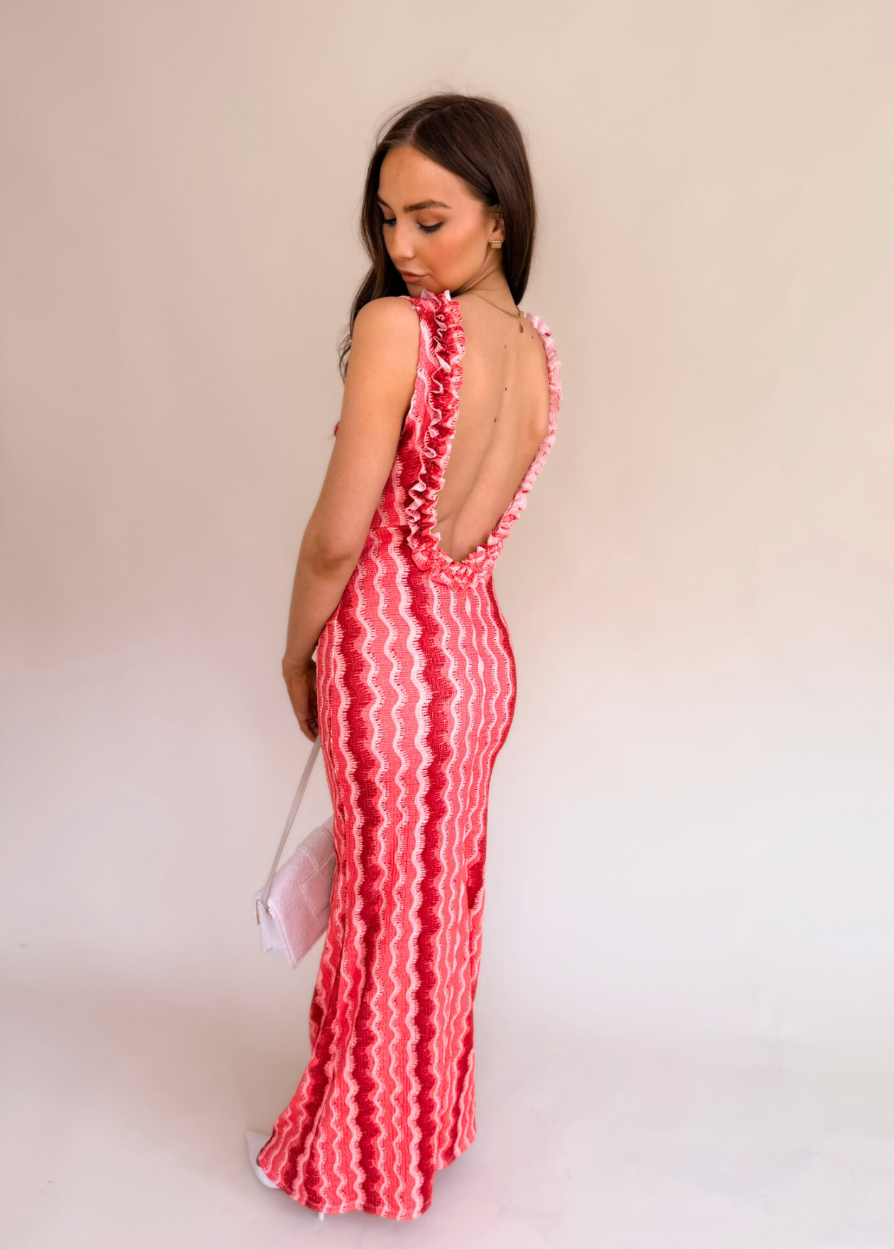 Chevron Wave Maxi Dress - Pink