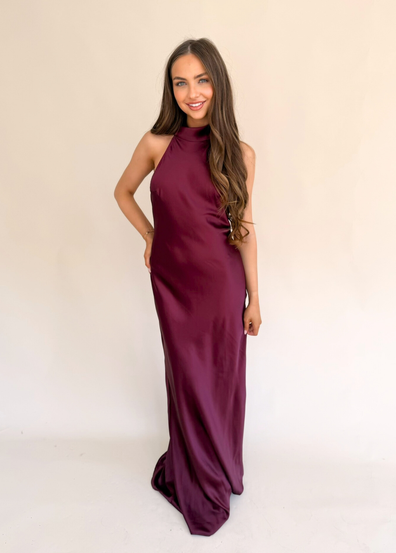 Halterneck Maxi Dress - Burgundy On The Common Halterneck Maxi Dress - Burgundy On The Common