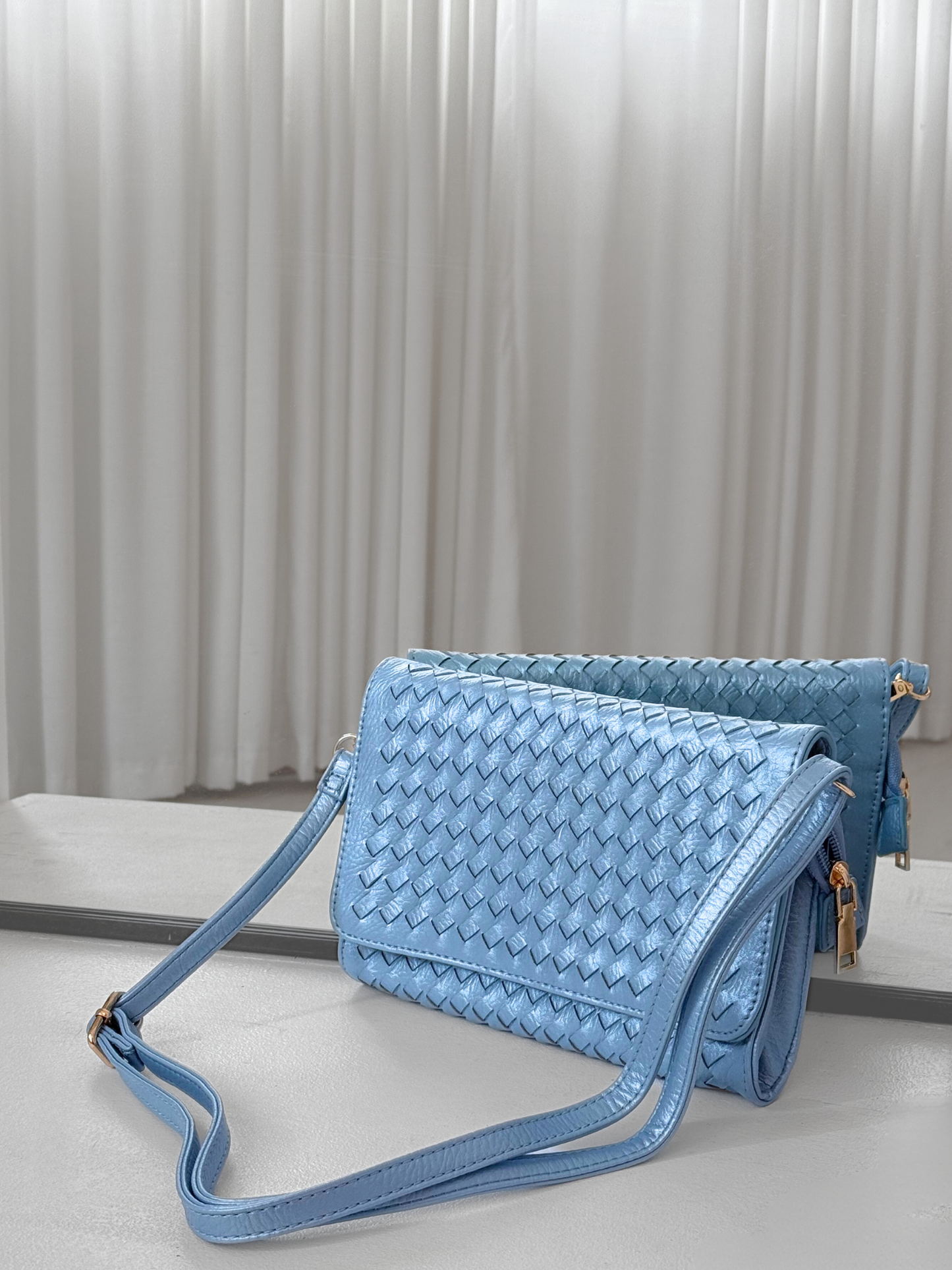 Thatched Crossbody - Sky Blue