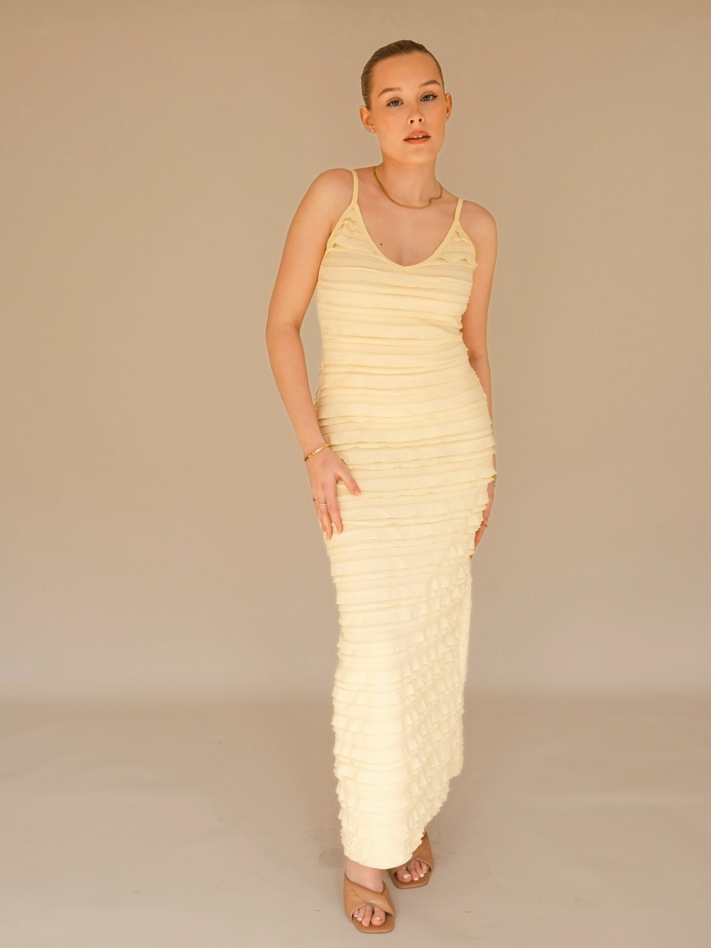 OTC Occasion - Lemon Frill Dress