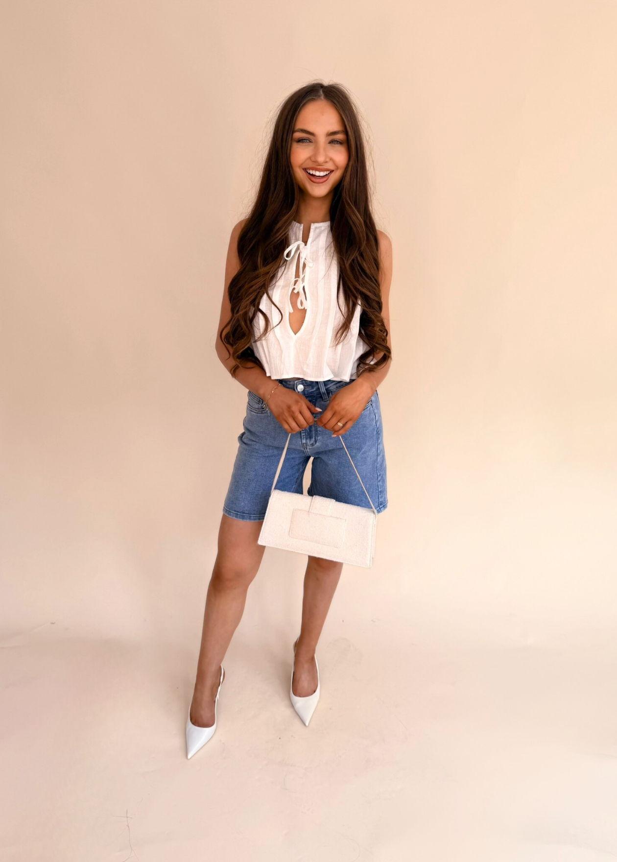 Stretch Denim Shorts - Light Blue