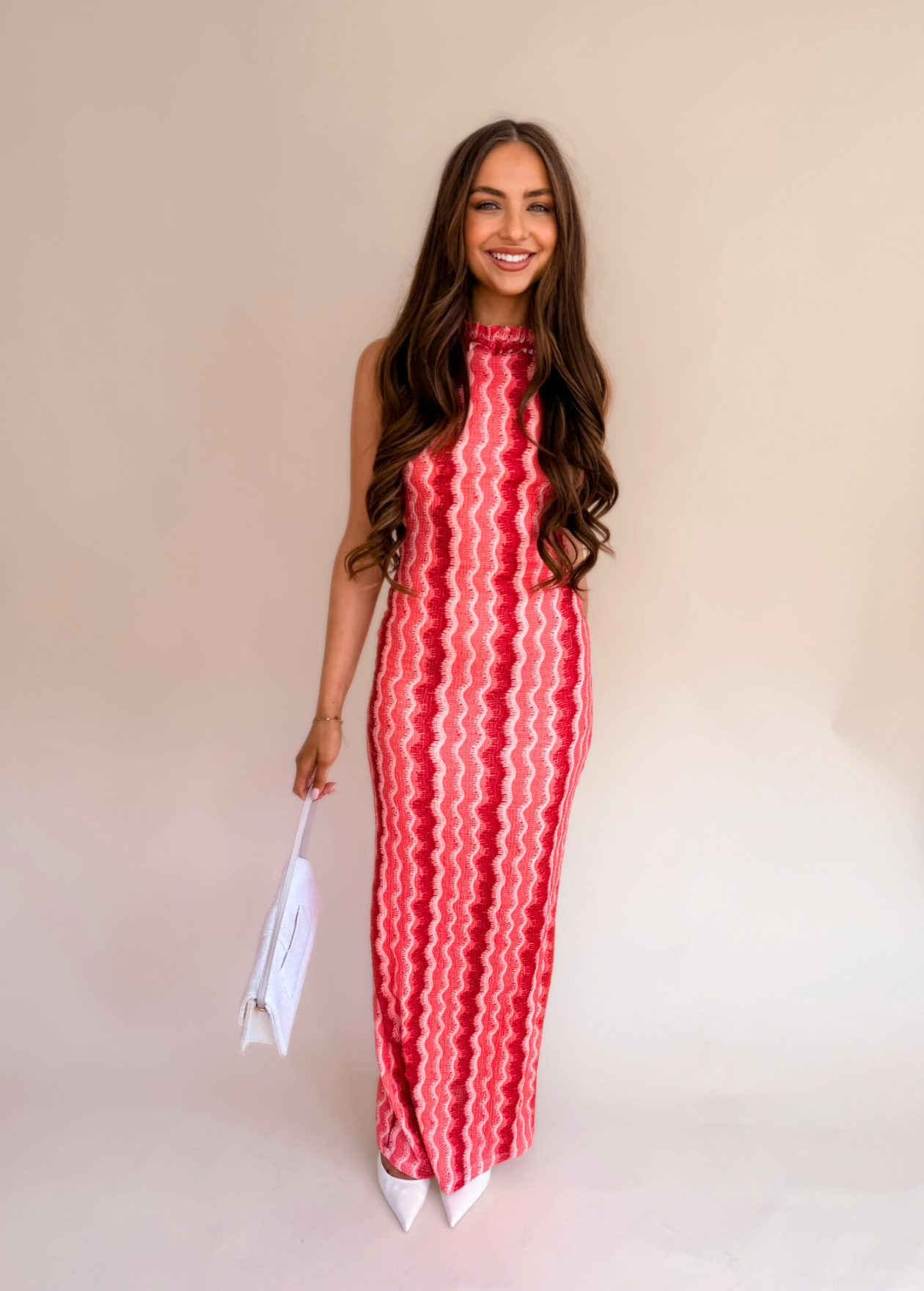 Chevron Wave Maxi Dress - Pink