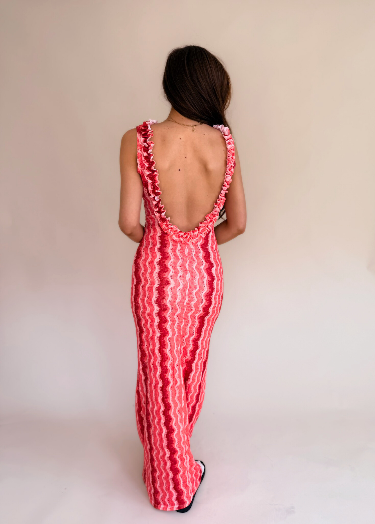 Chevron Wave Maxi Dress - Pink