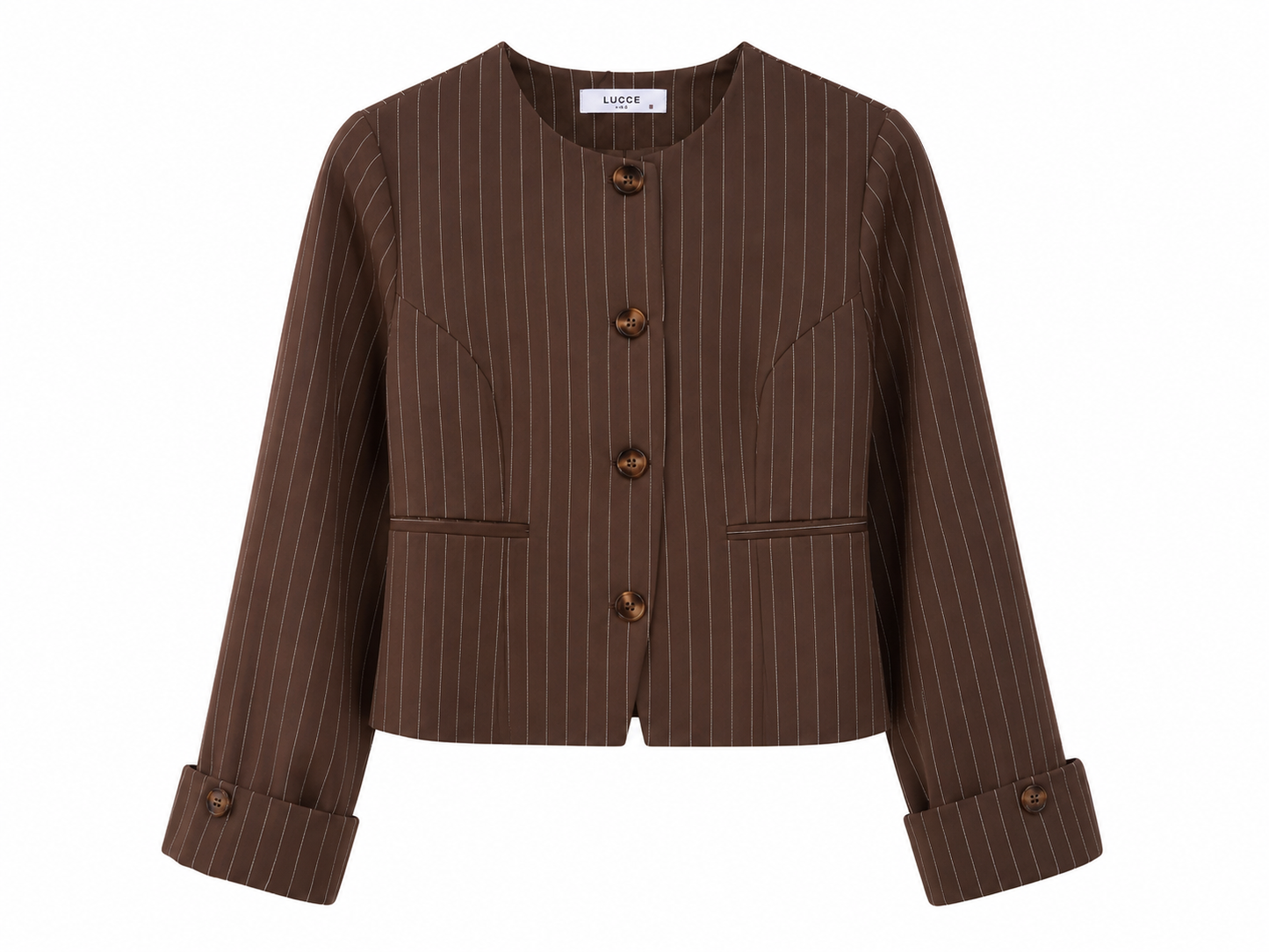 Pinstripe Blazer - Chocolate/Cream