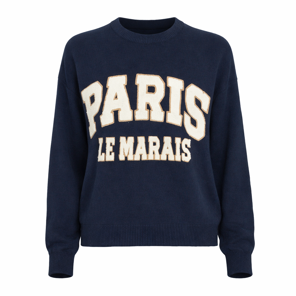 Knit "Paris Le Marais" Jumper - Navy