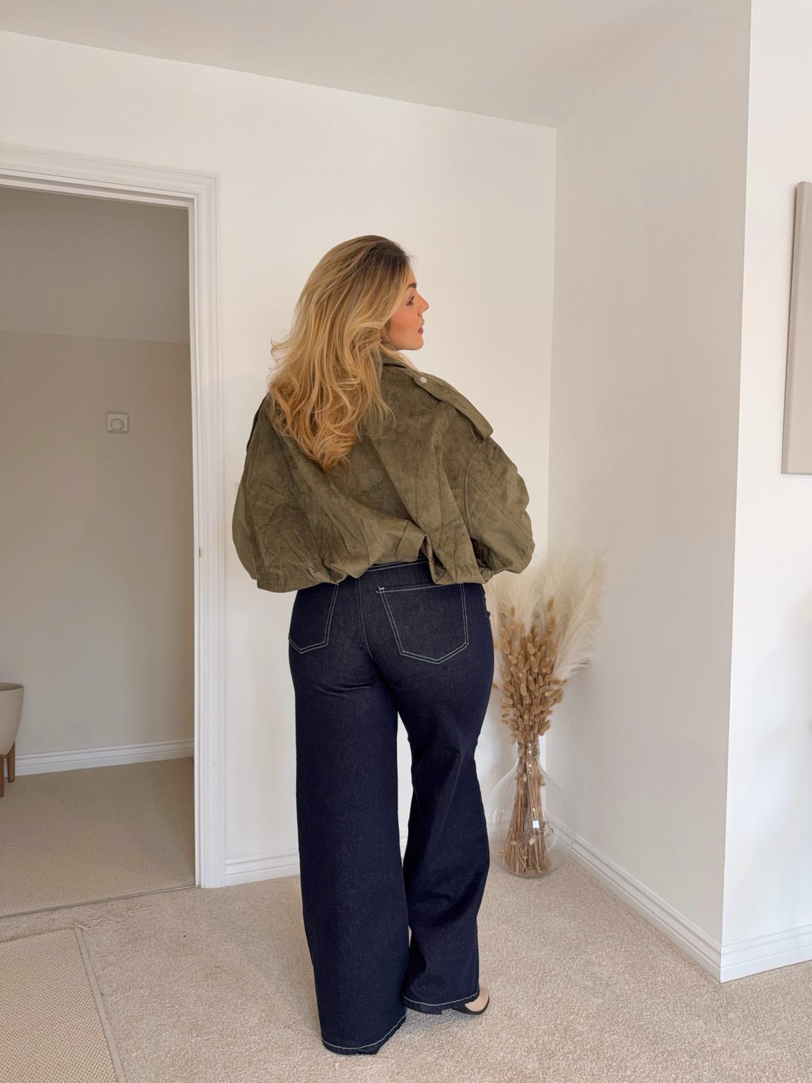 Suede Style Bomber Jacket - Khaki
