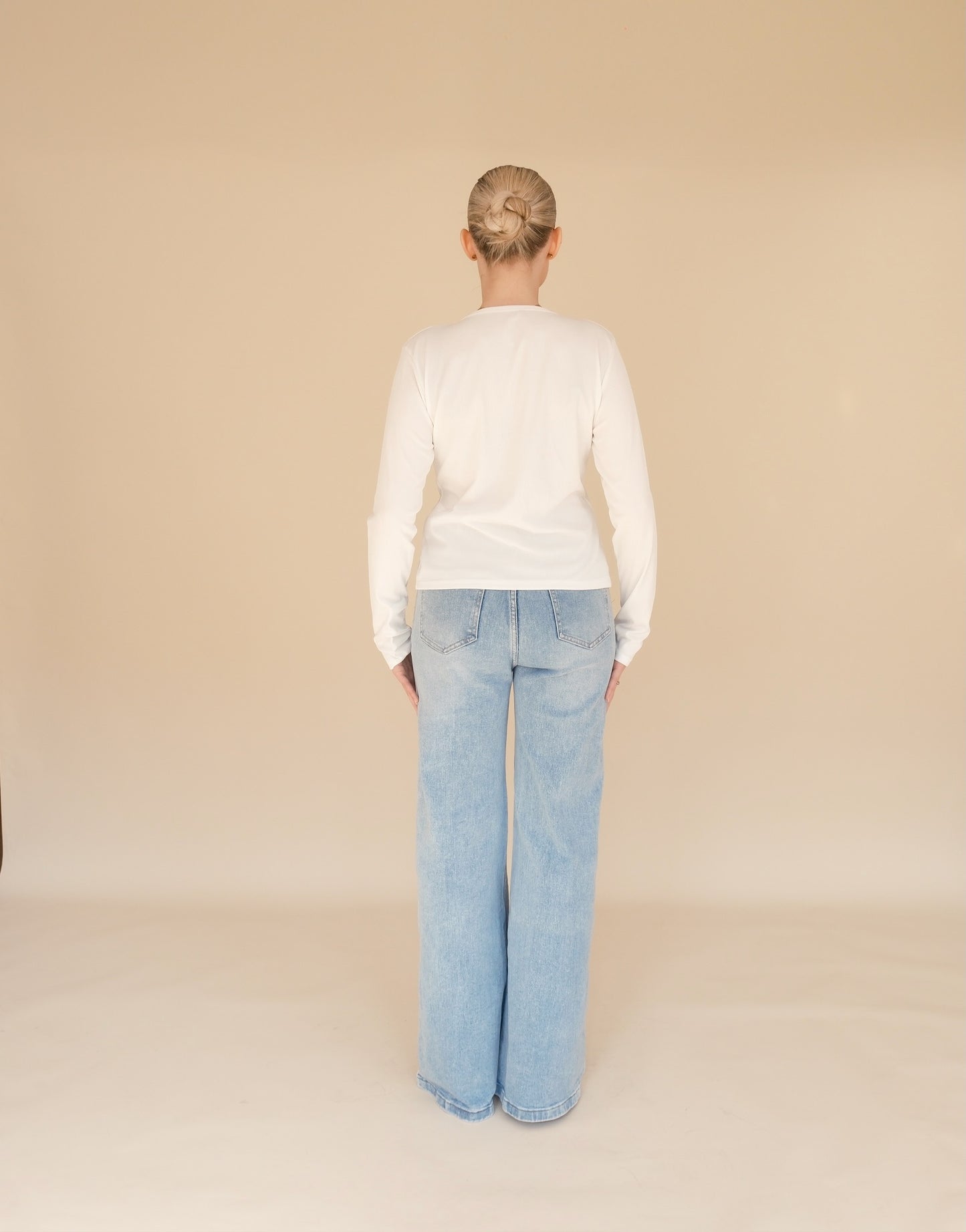 OTC Basics - White Crew Neck Cardigan Top