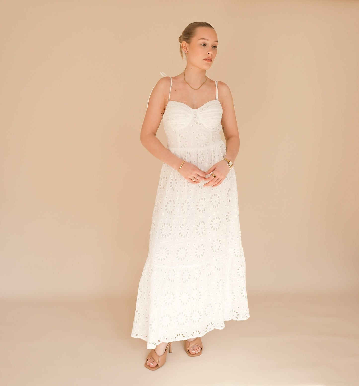 OTC Occasion -Broderie Anglaise Spaghetti Strap Dress
