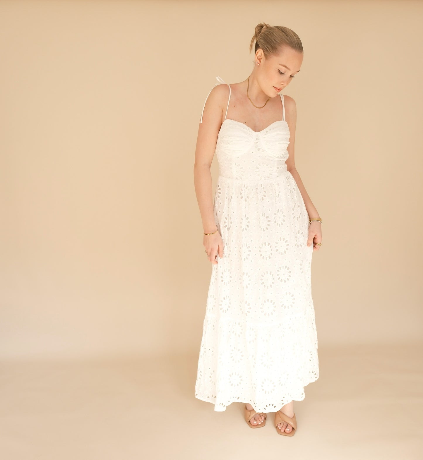 OTC Occasion -Broderie Anglaise Spaghetti Strap Dress