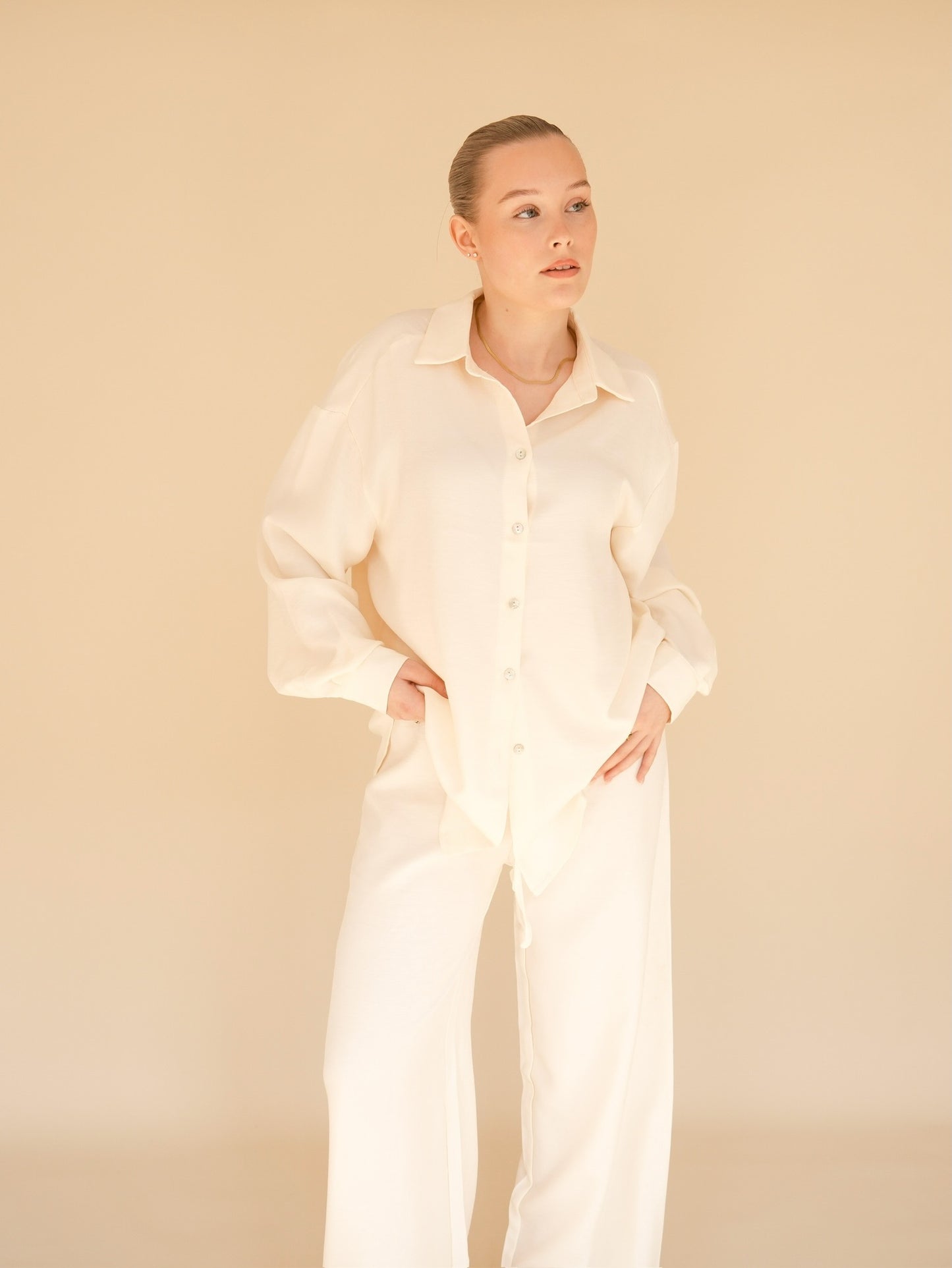 OTC Basics Cream Shirt & Trouser Co-Ord
