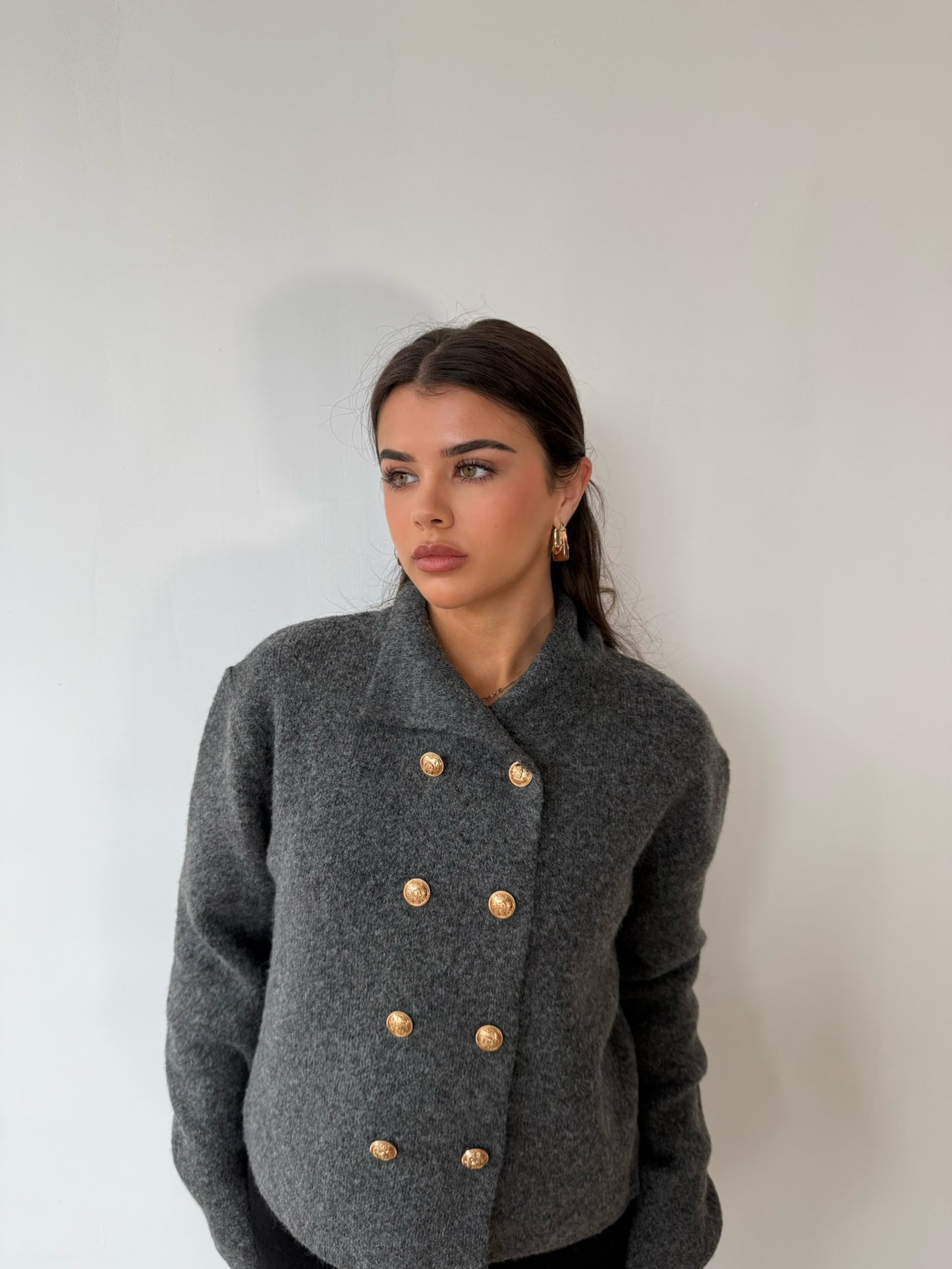 Button Cardigan - Charcoal