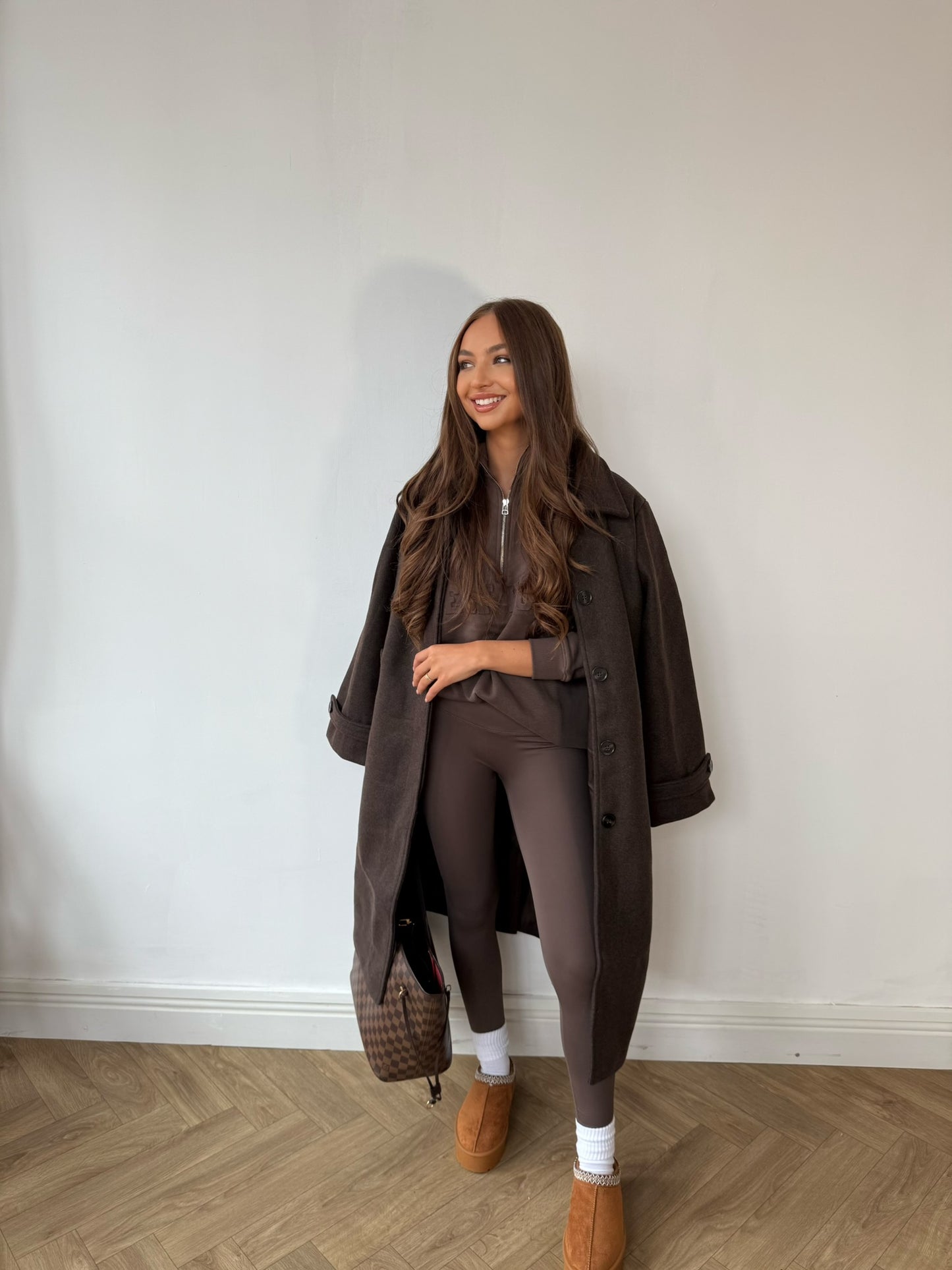 Wool Mix Overcoat - Chocolate