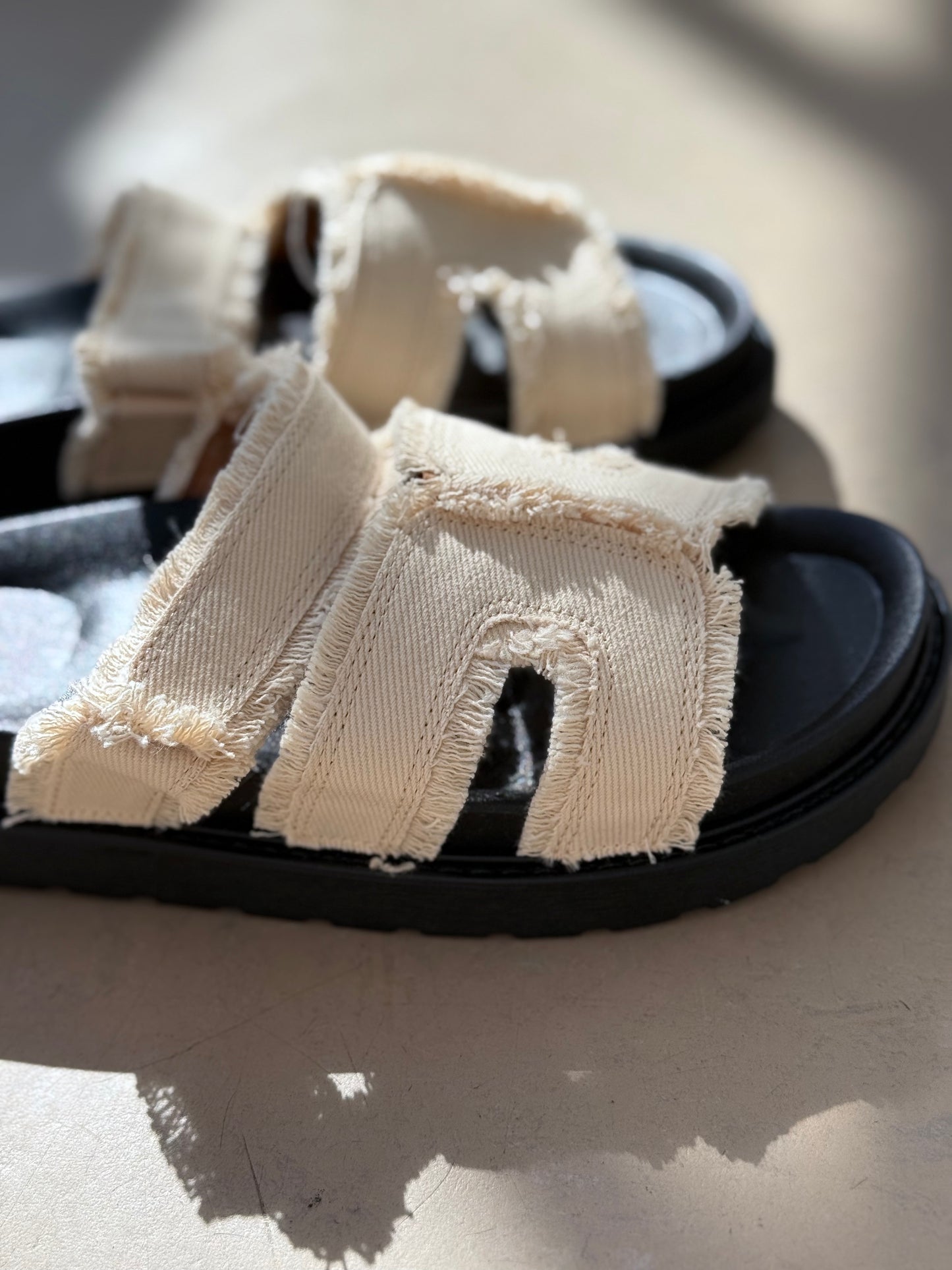 OTC Basics - Cream Textured Sandals