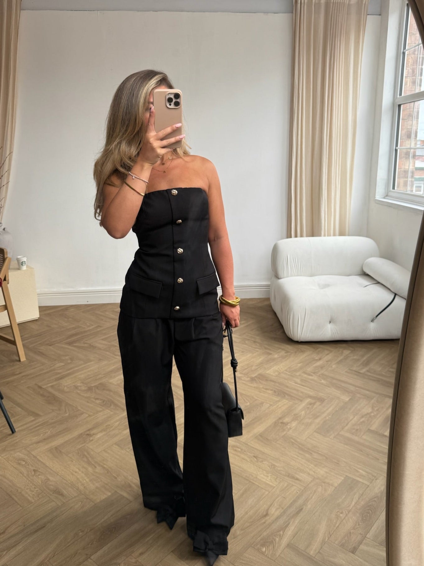 Tailored Button Top - Black