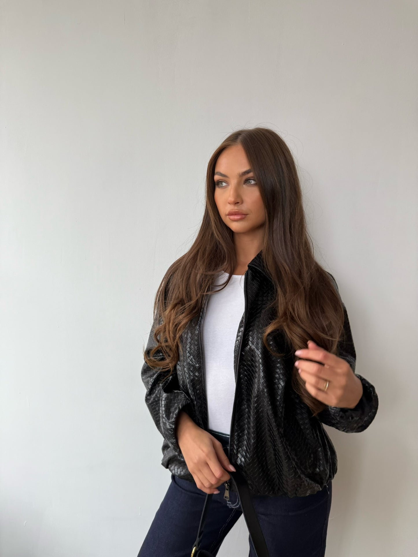 Leather Style Jacket - Black