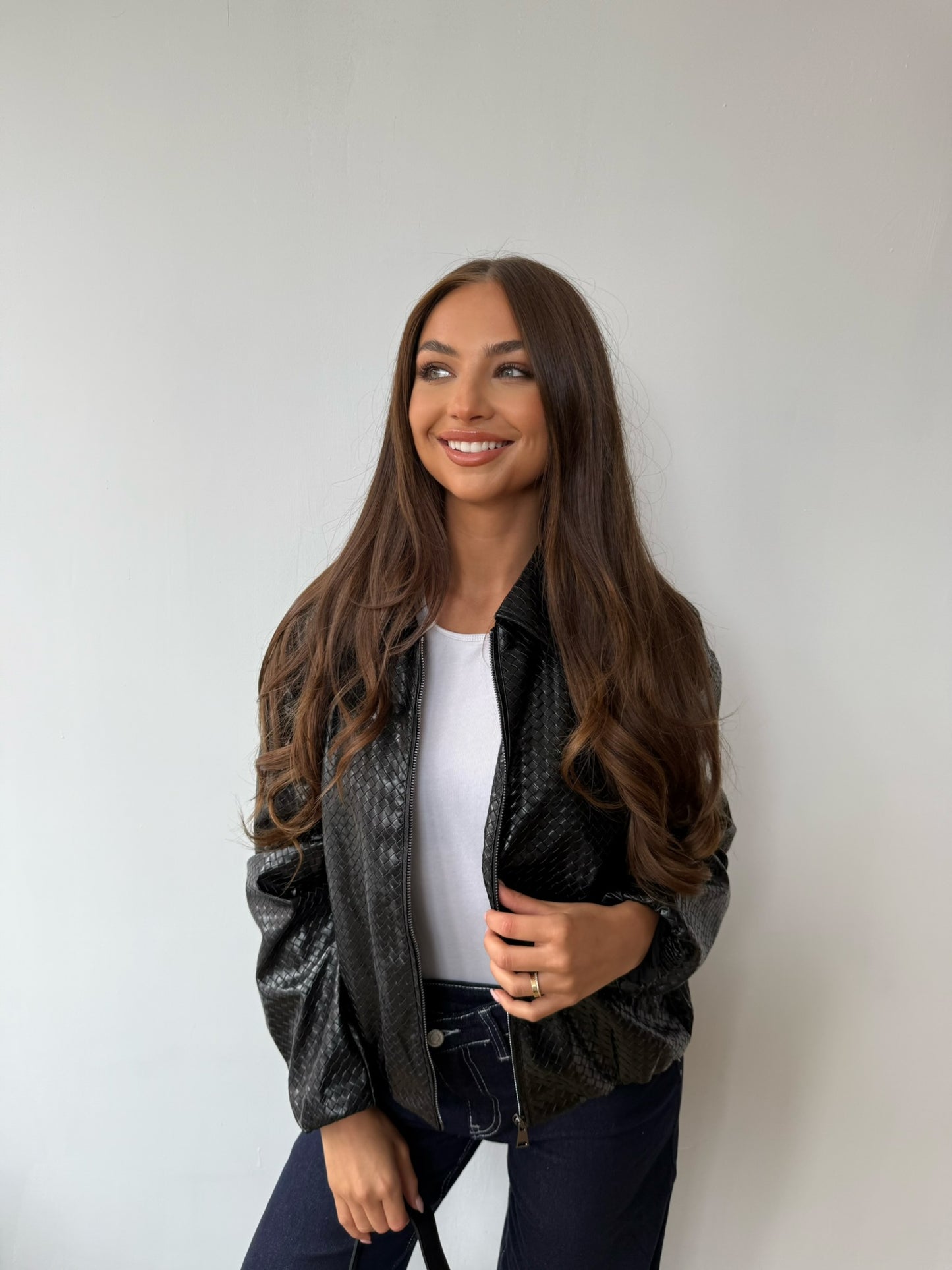 Leather Style Jacket - Black