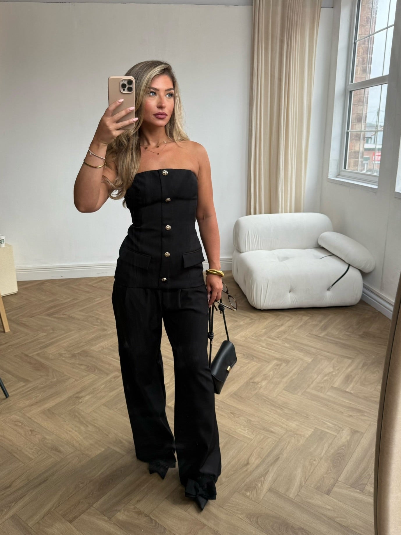 Tailored Button Top - Black
