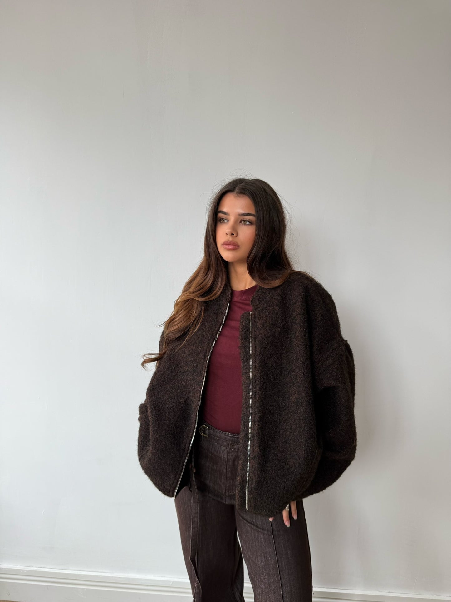 Borg Zip Up - Chocolate