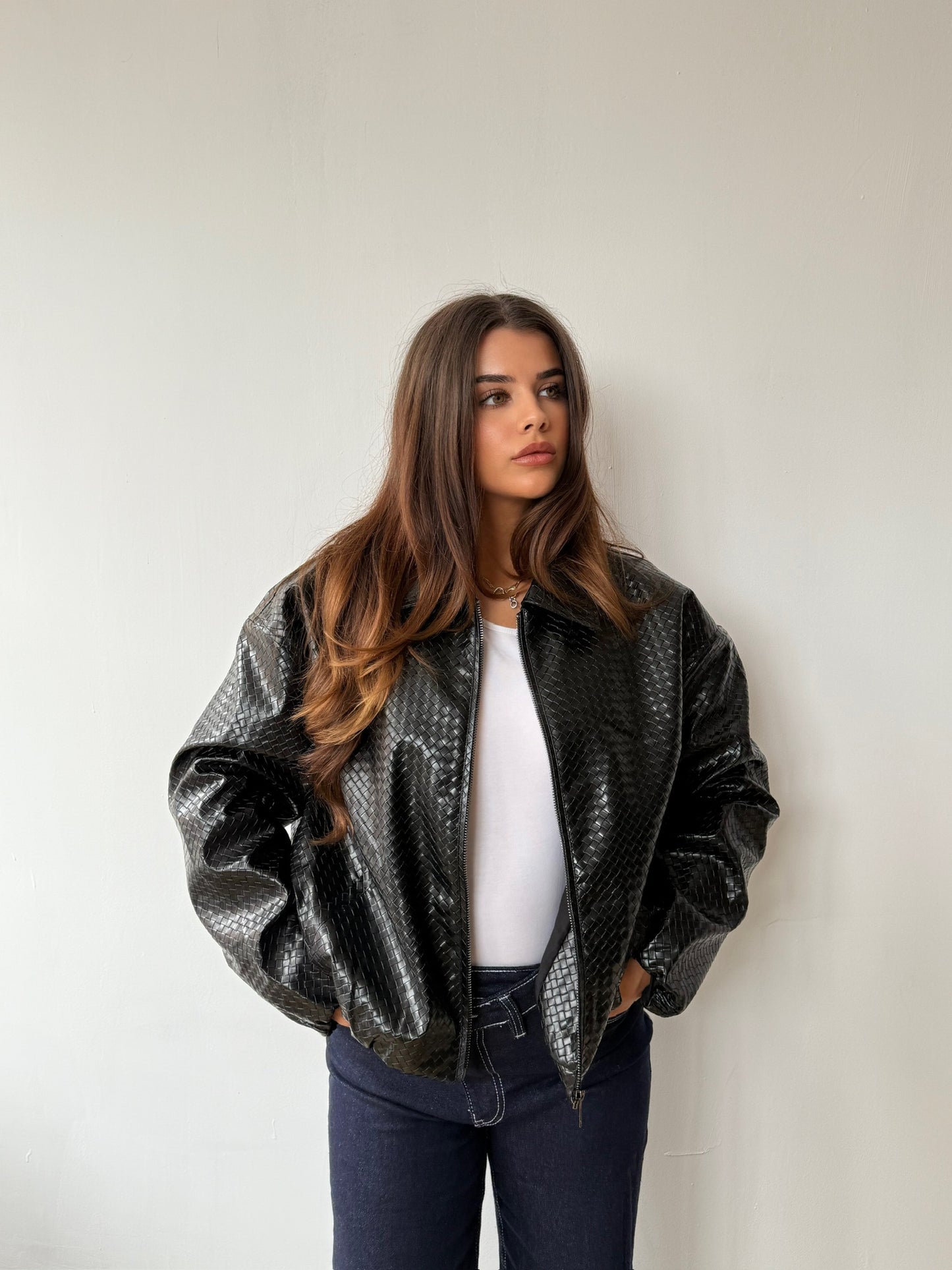 Leather Style Jacket - Black