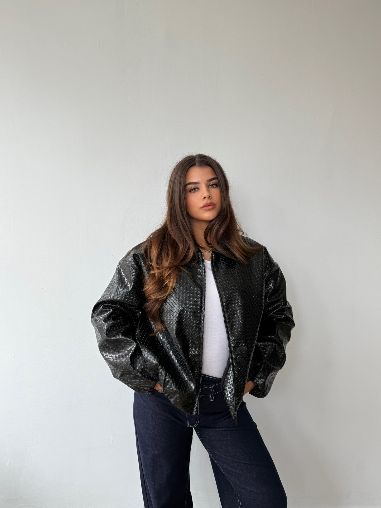 Leather Style Jacket - Black