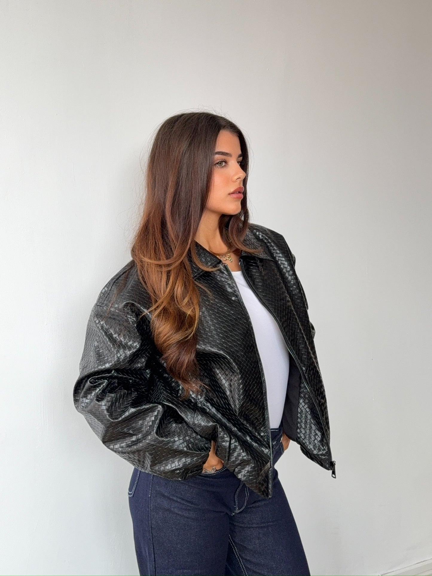 Leather Style Jacket - Black
