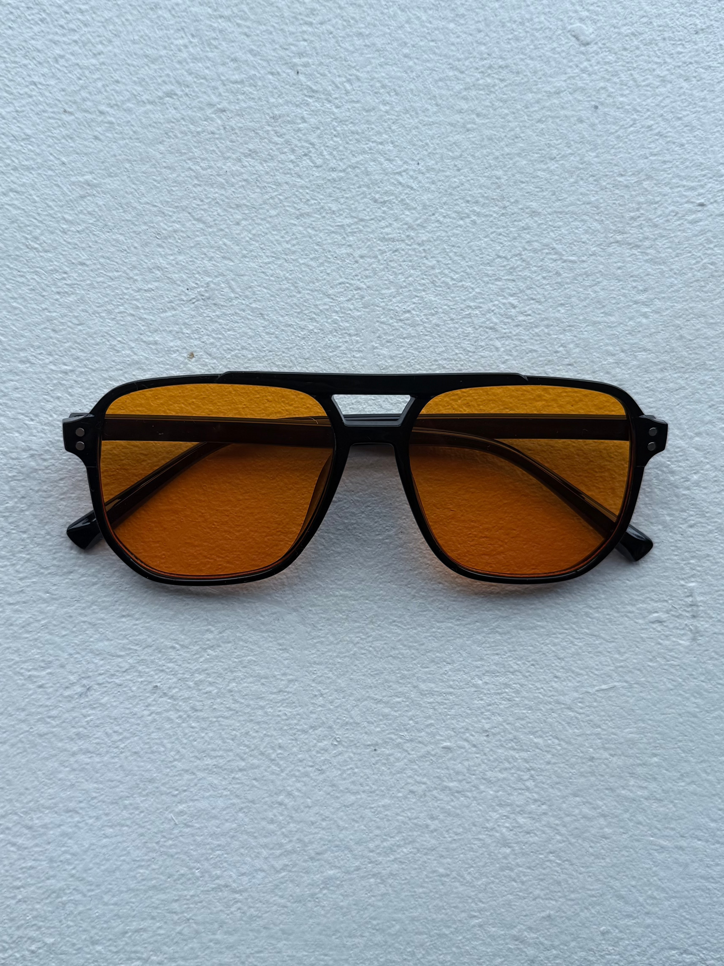 Orange Tint Aviator Dual Bridge Sunglasses - Orange Tint