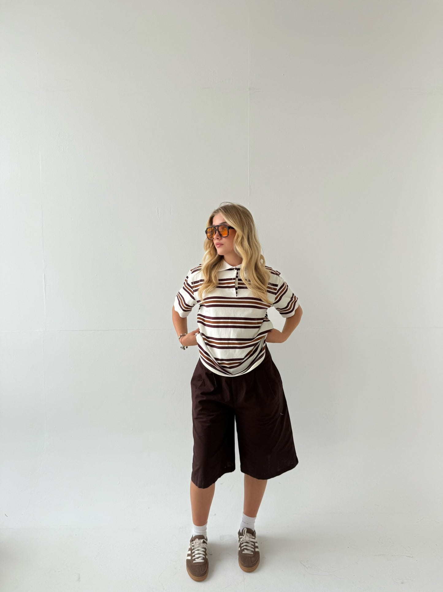 Short Sleeve Rugby Top - Cream/Chocolate/Wine