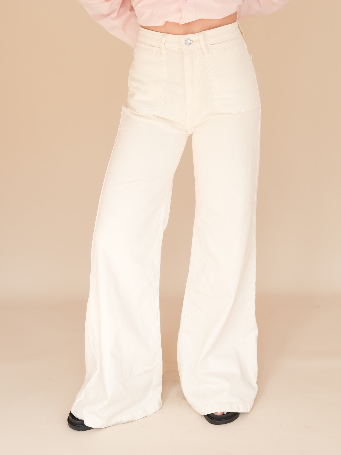 OTC Premium - High Waisted Cream Jeans