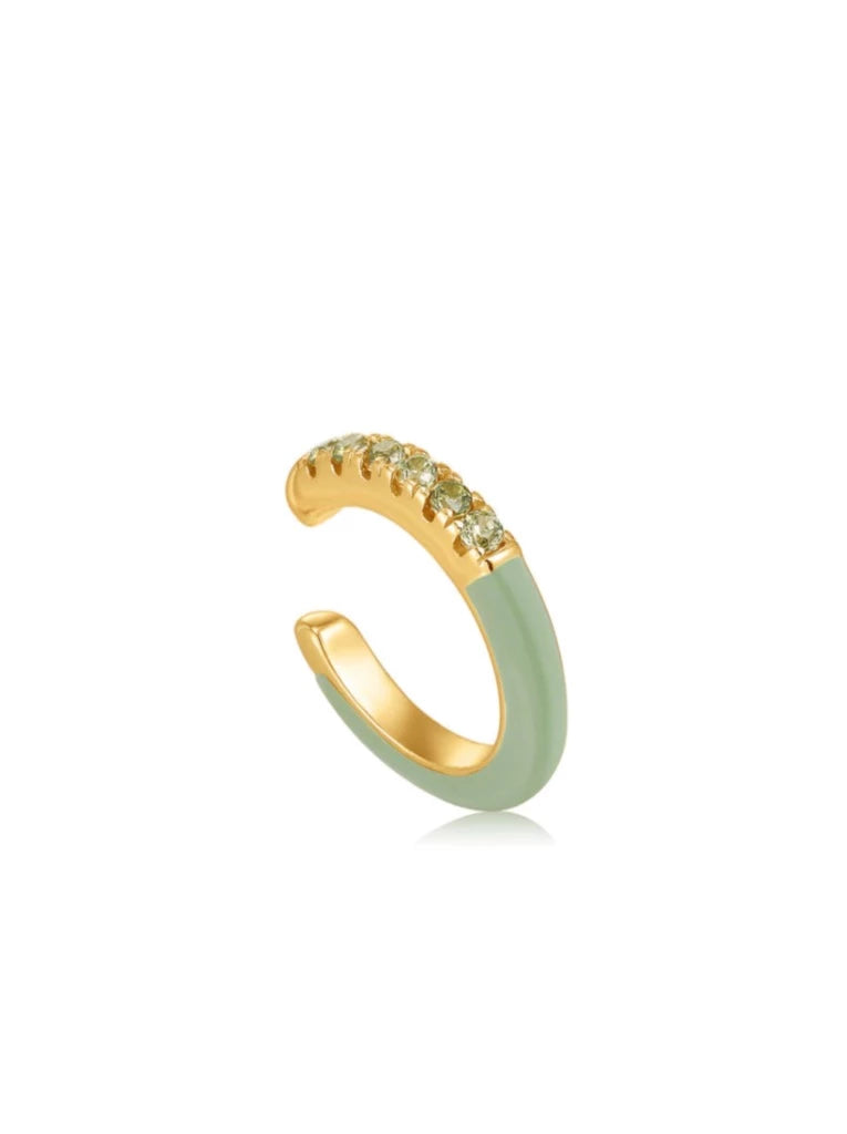 Sage Enamel Gold Ear Cuff