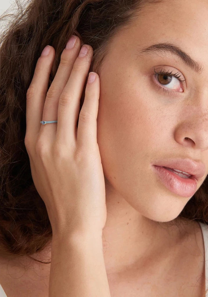 Powder Blue Enamel Gold Adjustable Ring