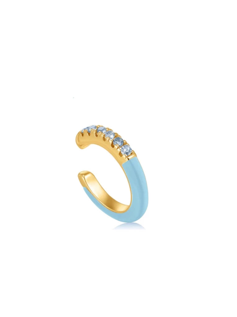 Powder Blue Enamel Gold Ear Cuff