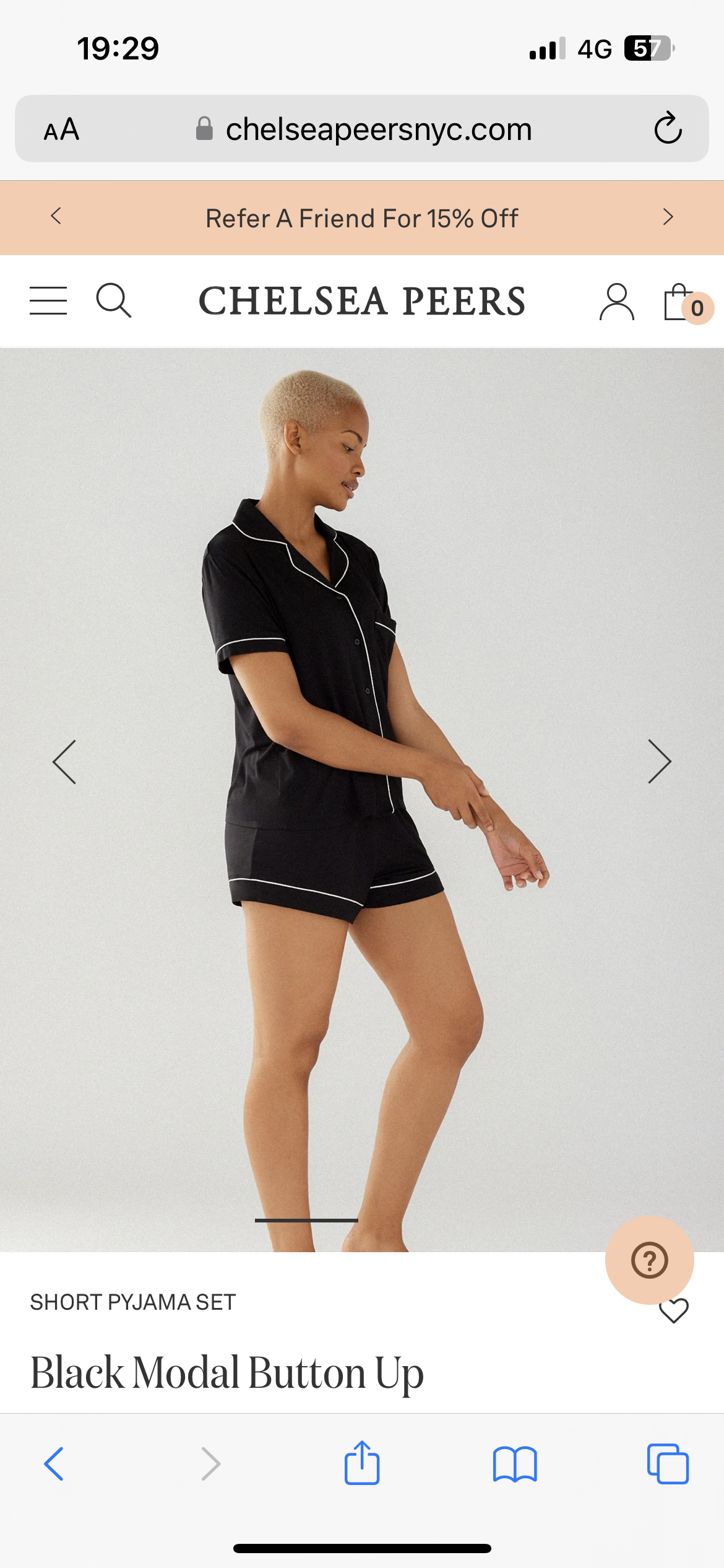 Chelsea Peers Black modal button up short