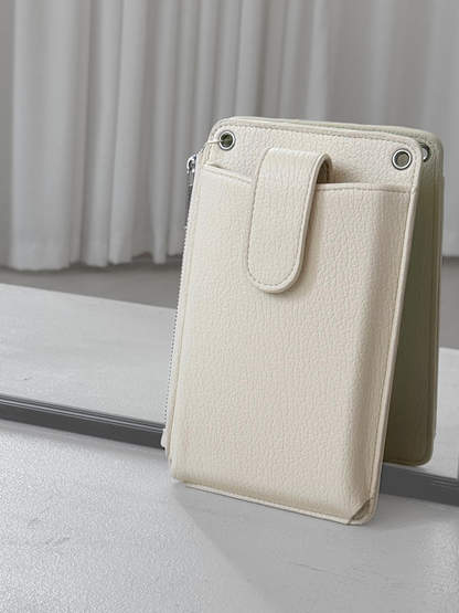 Faux Leather Phone Holder - Cream