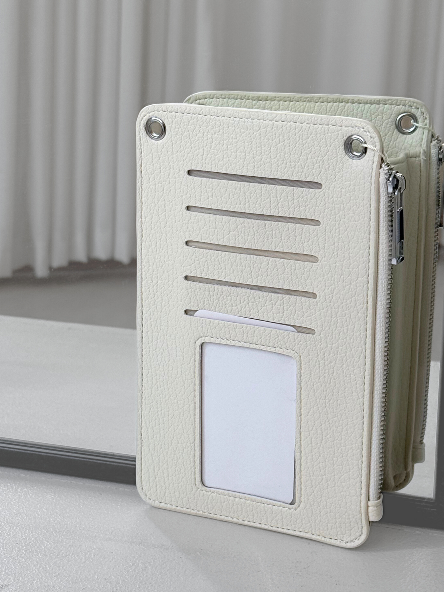 Faux Leather Phone Holder - Cream