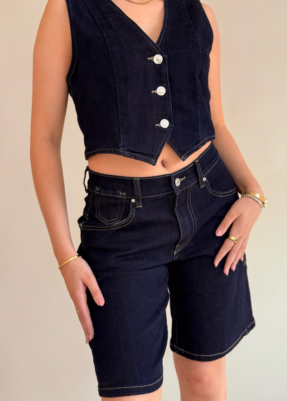 Denim Waistcoat - Dark Blue