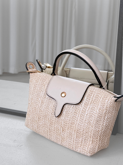 Woven Mini Handbag - Cream/Beige