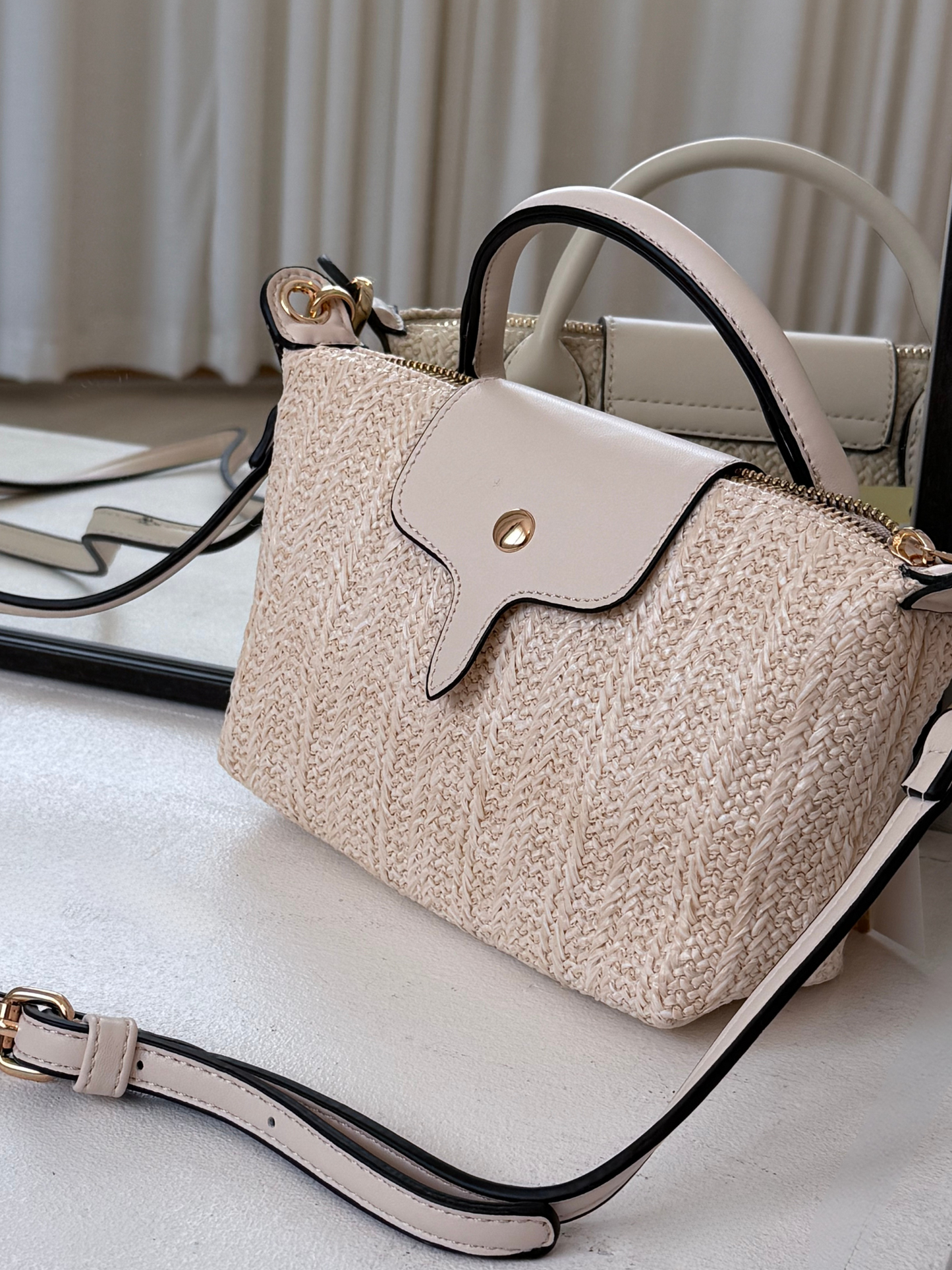 Woven Mini Handbag - Cream/Beige