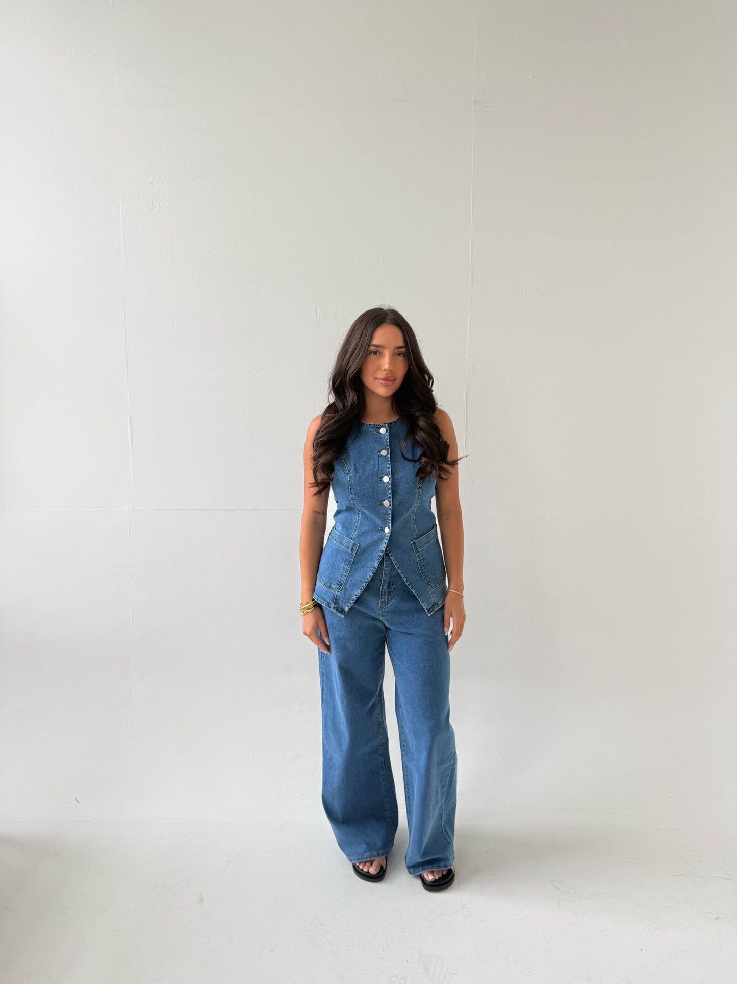 Azure Stretch Wide Leg Jeans