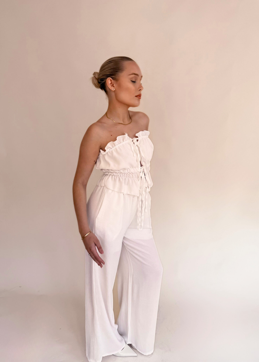 Bandeau Top & Trouser Set - White