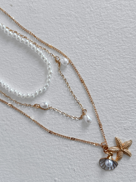 Starfish/Pearl Layered Necklace