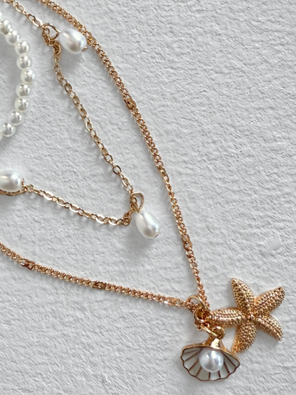 Starfish/Pearl Layered Necklace