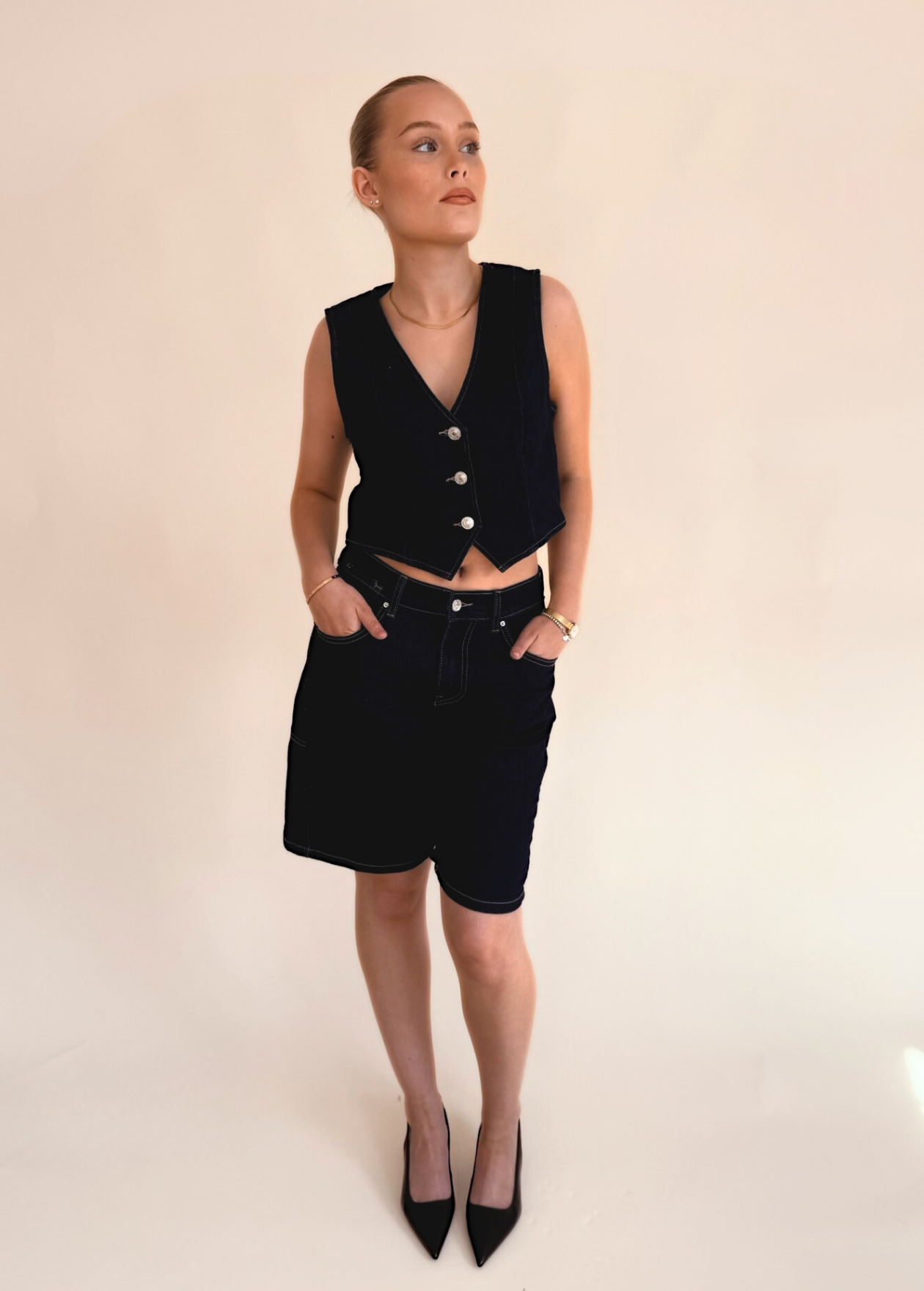 Denim Waistcoat - Dark Blue