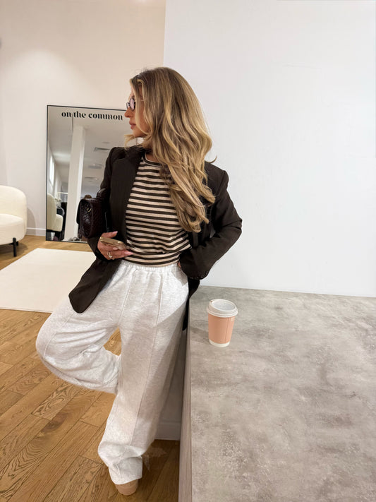 Striped Long Sleeve Top - Chocolate/Taupe