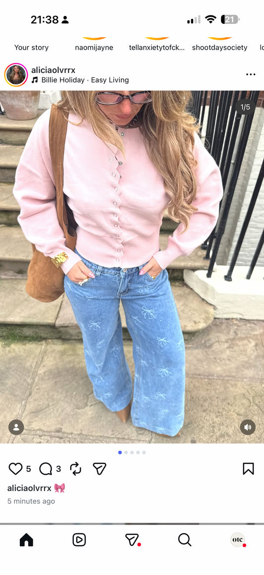 Button Down Cardigan - Baby Pink