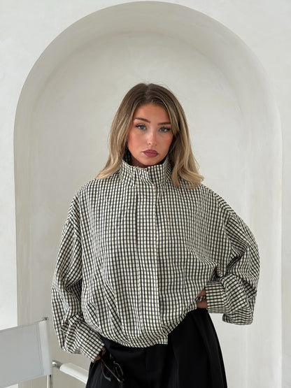 Lennox Gingham Funnel Jacket