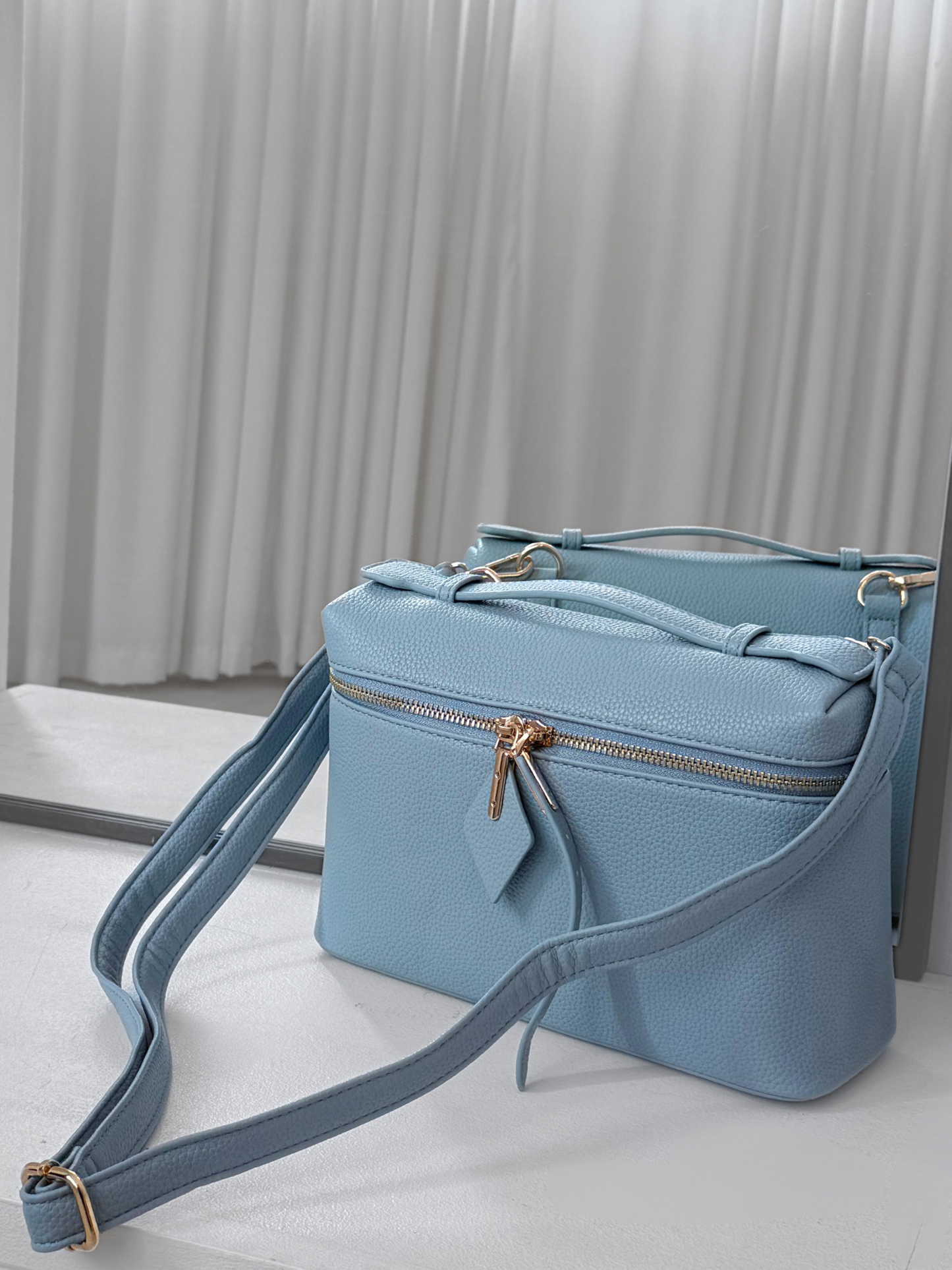 Boxy Zip Crossbody - Duck Egg Blue